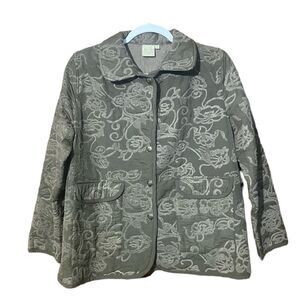 Focus Textured Tapestry Button Down Collared Jacket/Blazer Women's Size Small